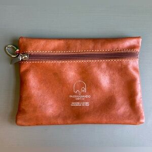 Passeggiando Ravello Italian Leather Zip Pouch Bag